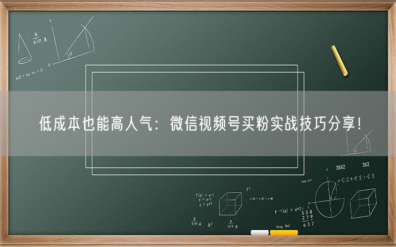 低成本也能高人气：微信视频号买粉实战技巧分享！